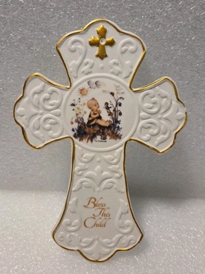 Hummel Porcelain Wall Cross  Bless This Child  Baby s First Easter Gift