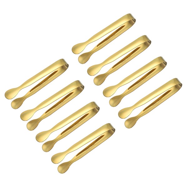 "Servierzange 8Stk 4.3\" - Edelstahl Eiszange Winzige Zange FüR Bar Café (Gold)"-image
