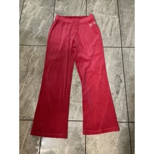 Juicy Couture Velour Track Pants Pink Rhinestone Logo Flared Women's Size M