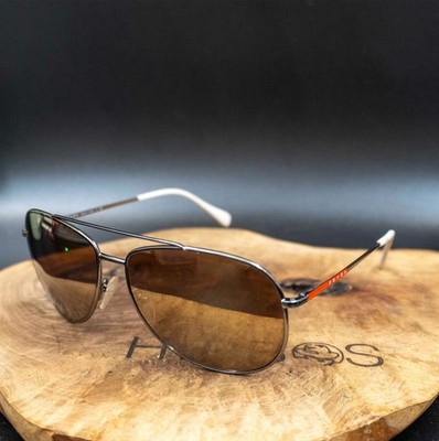 Prada Linea Rossa PS55US 5AVHD0 Sonnenbrille metallisches Gestell braune...