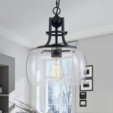 Chandelier Rustic Farmhouse Industrial Round Ceiling Pendant LED Light Fixtur...