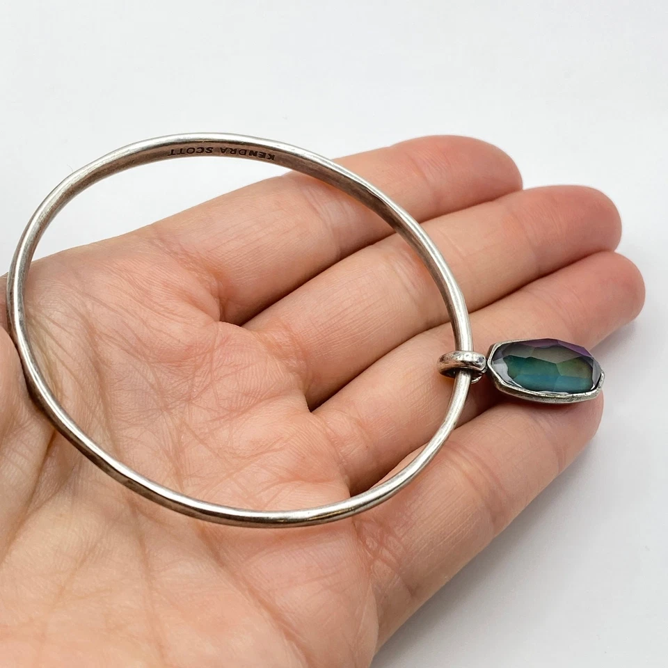 Винтажный браслет и браслет с брелоками KENDRA SCOTT посеребренный синий зеленый - 7 3/4 дюйма - Изображение 3 из 4