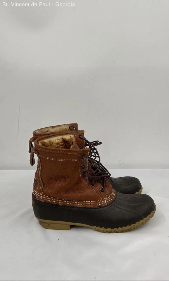 L.L. Bota de combate impermeable de caza forrada de piel de oveja marrón frijol para mujer 10 Foto 2 de 4