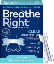 Breathe Right Original Clear Nasal Strips Sensitive Skin Large 30ct 12 Pack