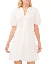 Vince Camuto Womens Ivory Puff Sleeve Ruffle Short Sundress Size S Grad Dress