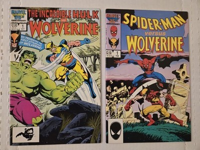 Spider-Man vs. Wolverine 1 + Hulk vs Wolverine 1 One-Shot 1986-87 Marvel Comics