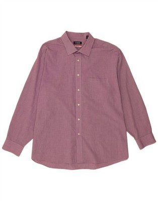 Chaps Herren faltenfreies Hemd Größe 18 1/2 2XL lila Hahnentritt EI37