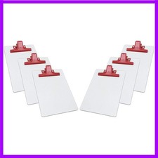 White Clipboard Memo Size A5 9 1/16 x 6 5/16 Metal Clip Hardboard Red Colo...