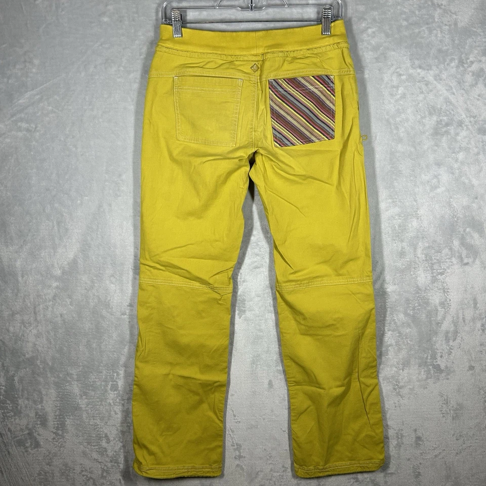 PrAna Avril 裤子女式 S 黄色罗纹腰带抽绳下摆 Cinch 徒步旅行 — 第 3/4 张图片