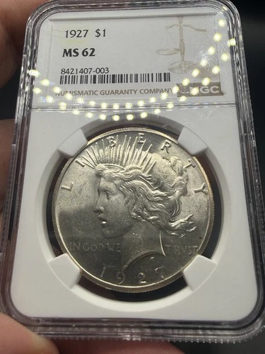 1927 Peace Dollar - NGC MS62 - Undergraded Blast White Beauty!