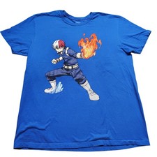 My Hero Academia Todoroki Blue T-Shirt Size XL Funimation Anime Graphic Tee