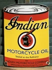 VINTAGE INDIAN MOTORCYCLES 11” PORCELAIN ￼￼MOTOR OIL CAN SIGN DEALER DEALERSHIP