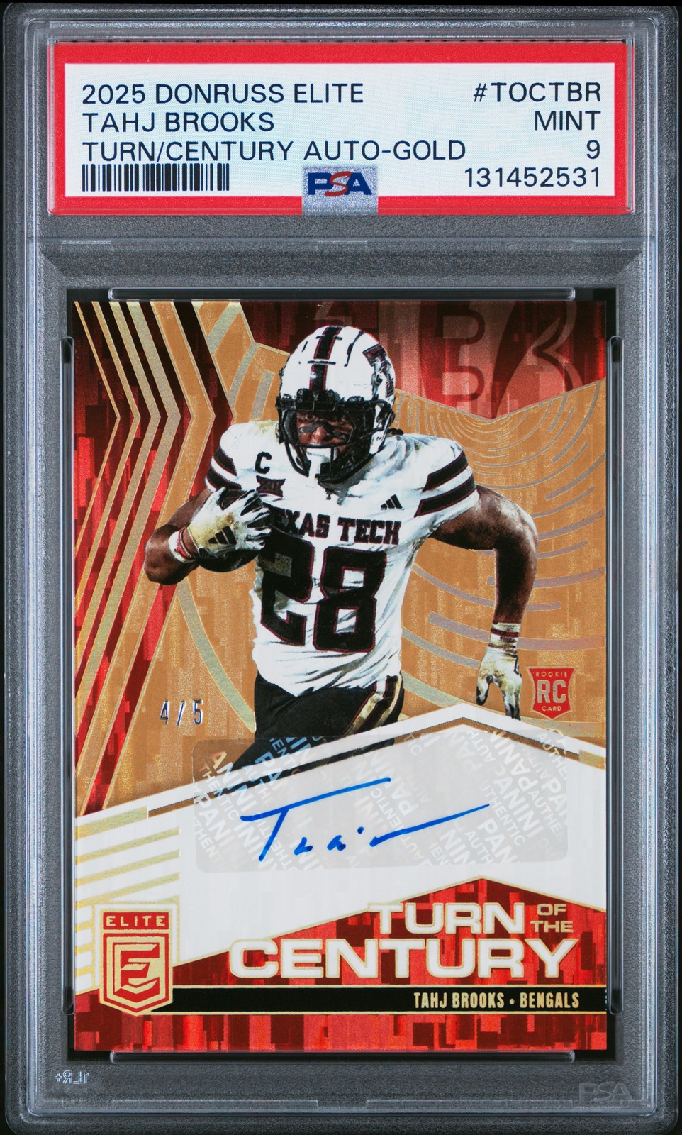 Tahj Brooks Panini Donruss Elite Turn of the Century Autographs #TOCTBR Gold
