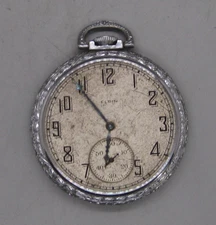 Vtg 1936 Elgin Illinois Grade 303 Model 3 Size 12 7j Open Face Pocket Watch Runs