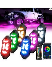 LED Rock Lights RGBW, 6 Pods Multicolor Underglow Light Kit with APP READ