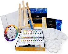 Acrylic and Watercolor Paint Set Supplies – 40-Piece Art Canvas Painting Kit for