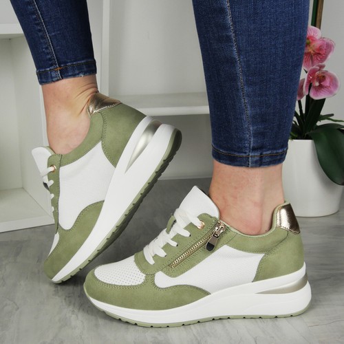 Zapatos de cuña Entrenadores Mujer Tenis Damas Con cordones Cómodos Clásicos Bombas Tallas - Imagen 46 de 83
