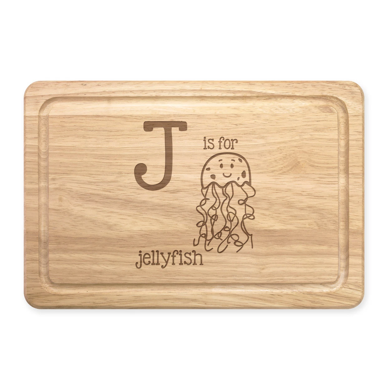 Letter J Is For Jellyfish Rectangular Wooden Chopping Board - Alphabet