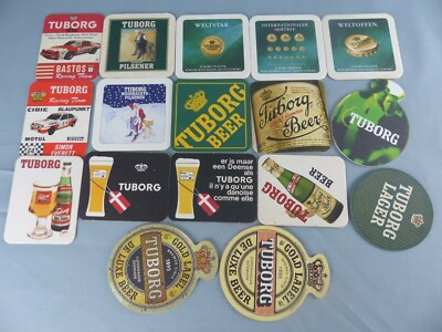 Lot of 17 different TUBORG PILS beer mats bierviltje Bierdeckel C84