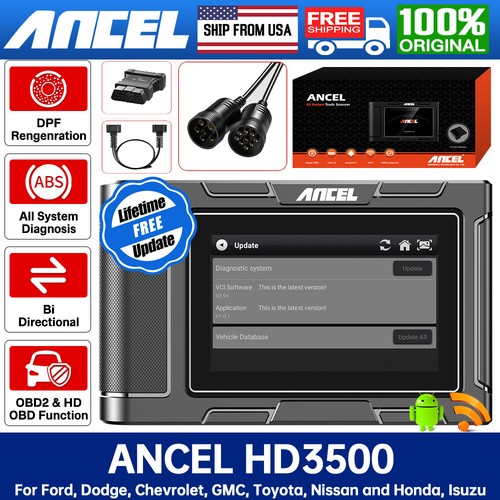ANCEL HD3500 OBD2 Scanner All System Diesel Pickup Light Truck ...