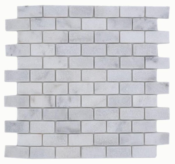 Marmor Mosaik Fliese Naturstein Brick Mauerverband Ibiza Weiß Hellgrau ...-image