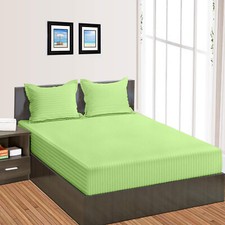 1200 TC EGYPTIAN COTTON 1 PC FITTED SHEET - 8 TO 30 INCH DEEP SAGE STRIPE