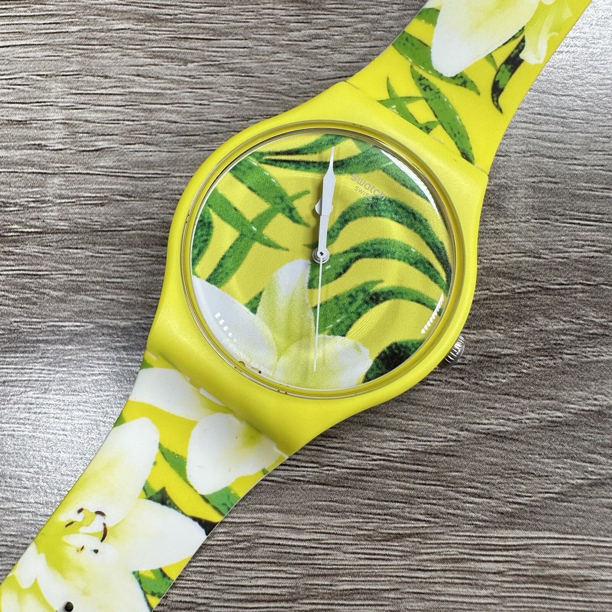 NEW✓ Swatch LIMBO DANCE Unisex Flowers Yellow Green 41mm  display picture 2