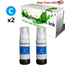 2Pack Cyan Sublimation Ink With Heat Tape Refill Fit For ET-2720 ET-2850