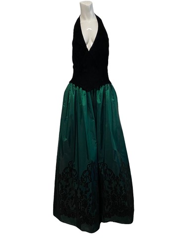 iridescent velvet prom dress Jovani 22770 Iridescent Jade V Neck Embellished Long Dress