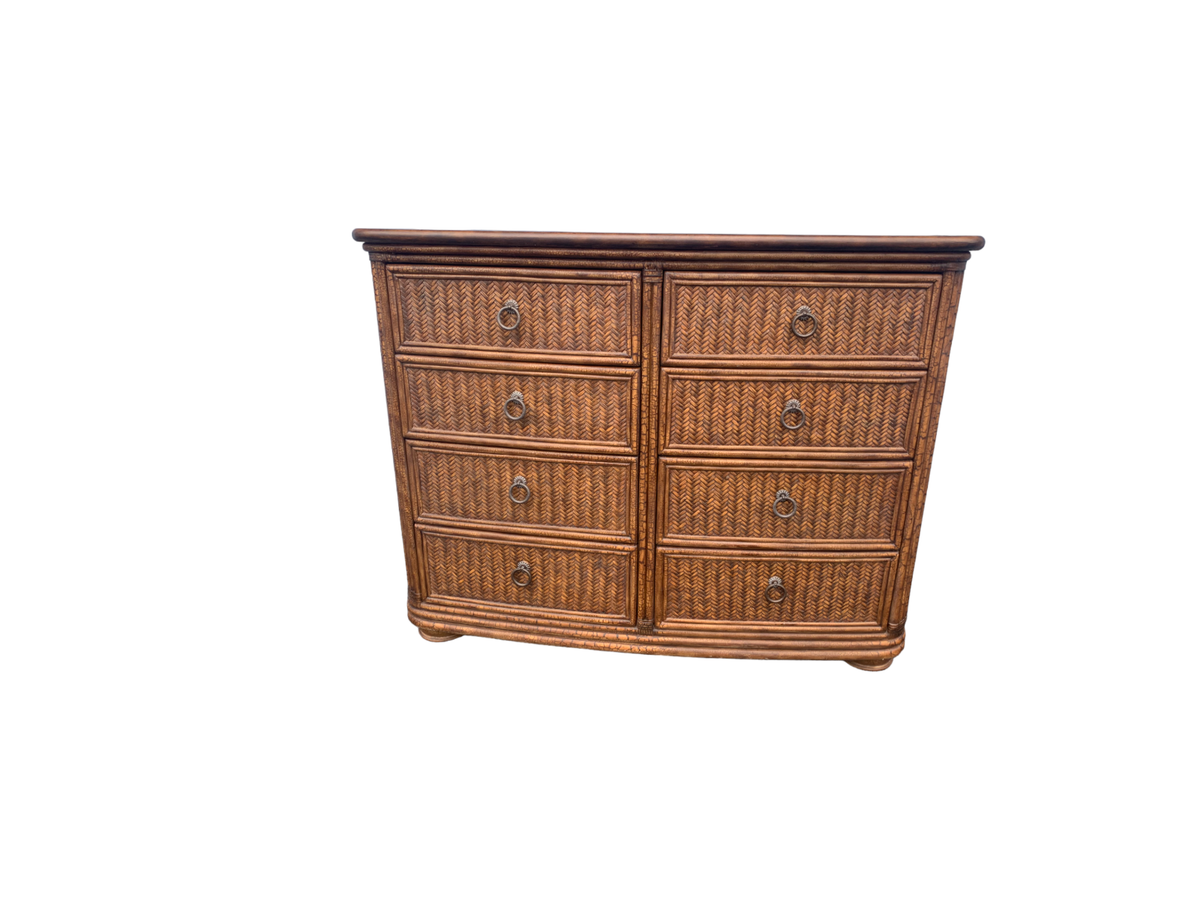 Henry Link by Lexington Leather top Rattan dresser with Mirror | eBay