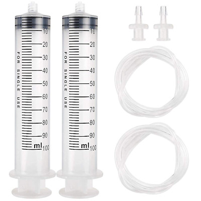 DEPEPE 2Pcs 100Ml Large Plastic Syringe with 2Pcs 47In Handy Plastic Tubing 