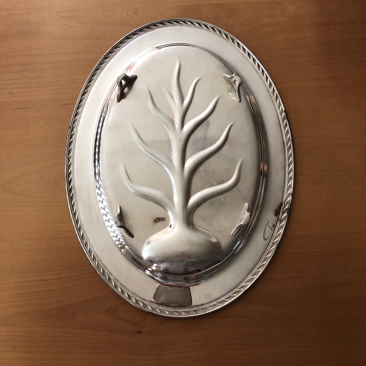 Vtg William Rogers Silver Plated Footed Meat Platter #4110