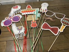 12PC Mexican Fiesta Photo Booth Props Funny Fiesta Party Theme Camera Props