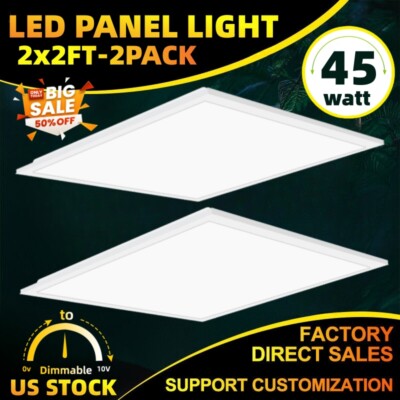 2PCS 2x2FT 45W Panel Light Commercial Troffer Recessed Light 5800LM Ceiling Lamp