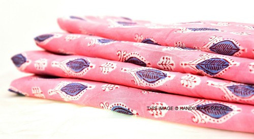 3 Yard Indian hand block print Fabric Cotton Jaipuri Anokhi Women's Dress Making - Picture 2 of 4