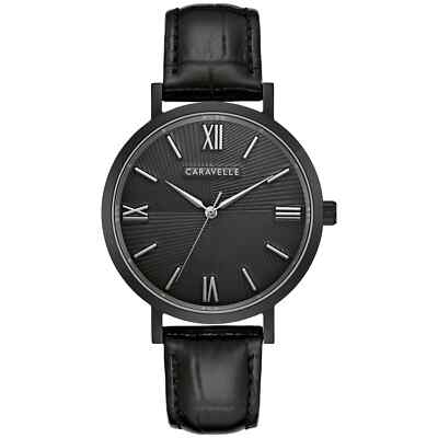 Bulova 45A148 Caravelle Men's Black Leather Strap Watch