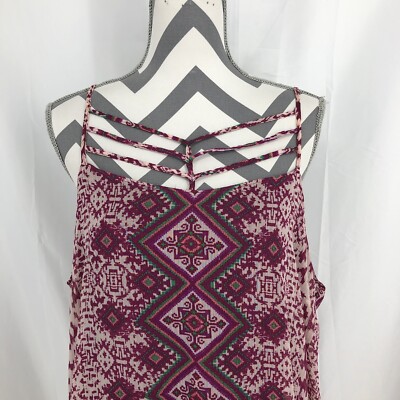 Maurices Burgundy Sleeveless Strappy Tassel Hem Lined Dress 2X