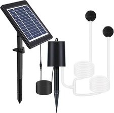 4W Solar Air Pump for Fish Pond, 9.5 GPH, 10 Ft Cable, 8.2 Ft Hose, 3 Working Le