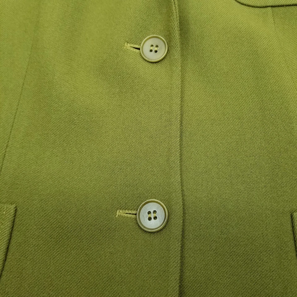 Винтажный шерстяной кашемировый блейзер Jaeger размер 10 маленький средний с карманами темно-оливкового цвета - Изображение 3 из 4