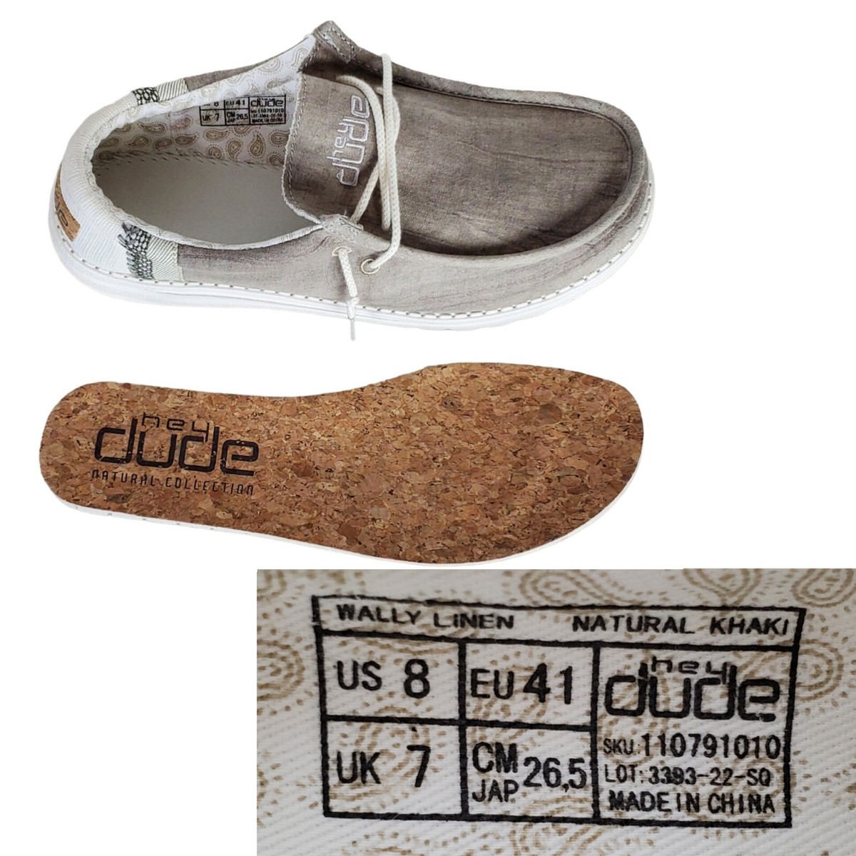 Hey Dude wally linen slip on loafers mens 8 natural khaki  display picture 1