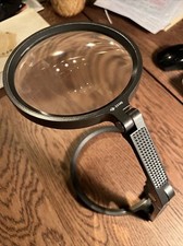 Russian Gray metal magnifier Freestanding 2x Diameter 140mm  Model 30M3 - Used