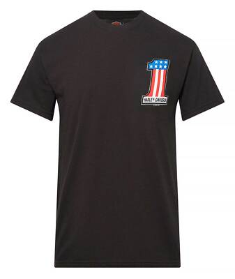 Harley-Davidson Men's RWB #1 Logo Short Sleeve Crew-Neck T-Shirt, Black