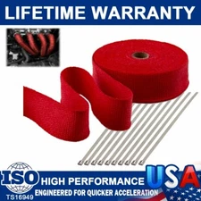 2" 50FT Manifold Exhaust Header Pipe Thermal Heat Wrap Tape W/ 10 Steel Ties Kit