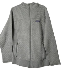 Patagonia Women Size L Full Zip Quilted Grey Organic Cotton Jacket 25170