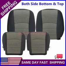 For 2009-2012 Dodge Ram 1500 2500 3500 Front Bottom & Back Cloth Seat Cover Gray