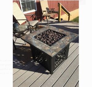 Propane Fire Pit Table Slate Top, Uniflame Propane Tile Gas Fire Pit Table