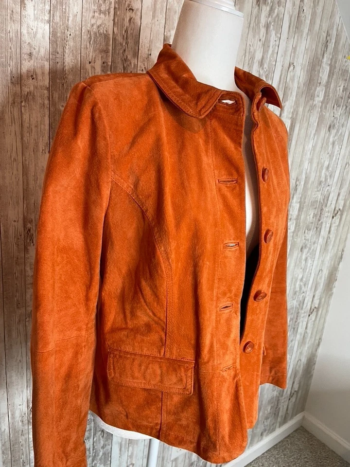 Christopher Banks Blazer Jacket Suede Womens Orange Size Small - E4829 - Изображение 2 из 4