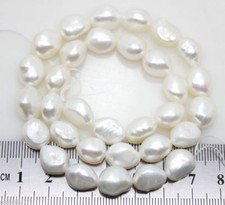 7--8/8-9/9-10mm Natural White Baroque Freshwater Cultured Pearl Loose Beads 14''