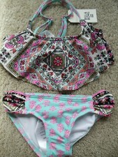 Billabong Girl's Moon Tribe Multi-Color Flutter Bikini Set  Size 4 NEW