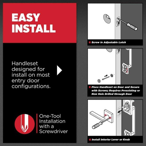 Kwikset San Clemente Matte Black Door Handleset with Halifax Square Door Handle - Picture 5 of 9